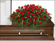 Blooming Red Roses Casket Spray from Maplehurst Florist, local flower shop in Essex Junction