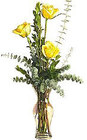 Three Yellow Roses in Vase from Maplehurst Florist, local flower shop in Essex Junction