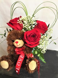 Bear and Rose Trio from Maplehurst Florist, local flower shop in Essex Junction