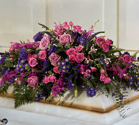 Lavender Tribute Casket Spray from Maplehurst Florist, local flower shop in Essex Junction
