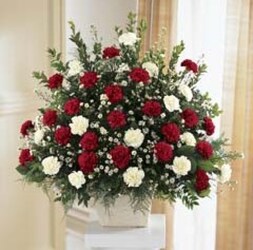 Red and White Basket from Maplehurst Florist, local flower shop in Essex Junction