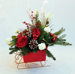 Sleigh Ride Arrangement from Maplehurst Florist, local flower shop in Essex Junction