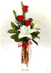 Red Rose and Lily from Maplehurst Florist, local flower shop in Essex Junction