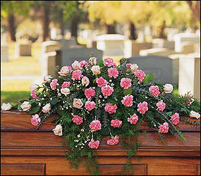 Heavenly Pink Casket Spray from Maplehurst Florist, local flower shop in Essex Junction