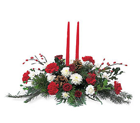 Two Taper Centerpiece from Maplehurst Florist, local flower shop in Essex Junction